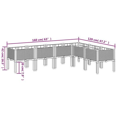 Plantekasse med ben 160x120x42 cm PP sort