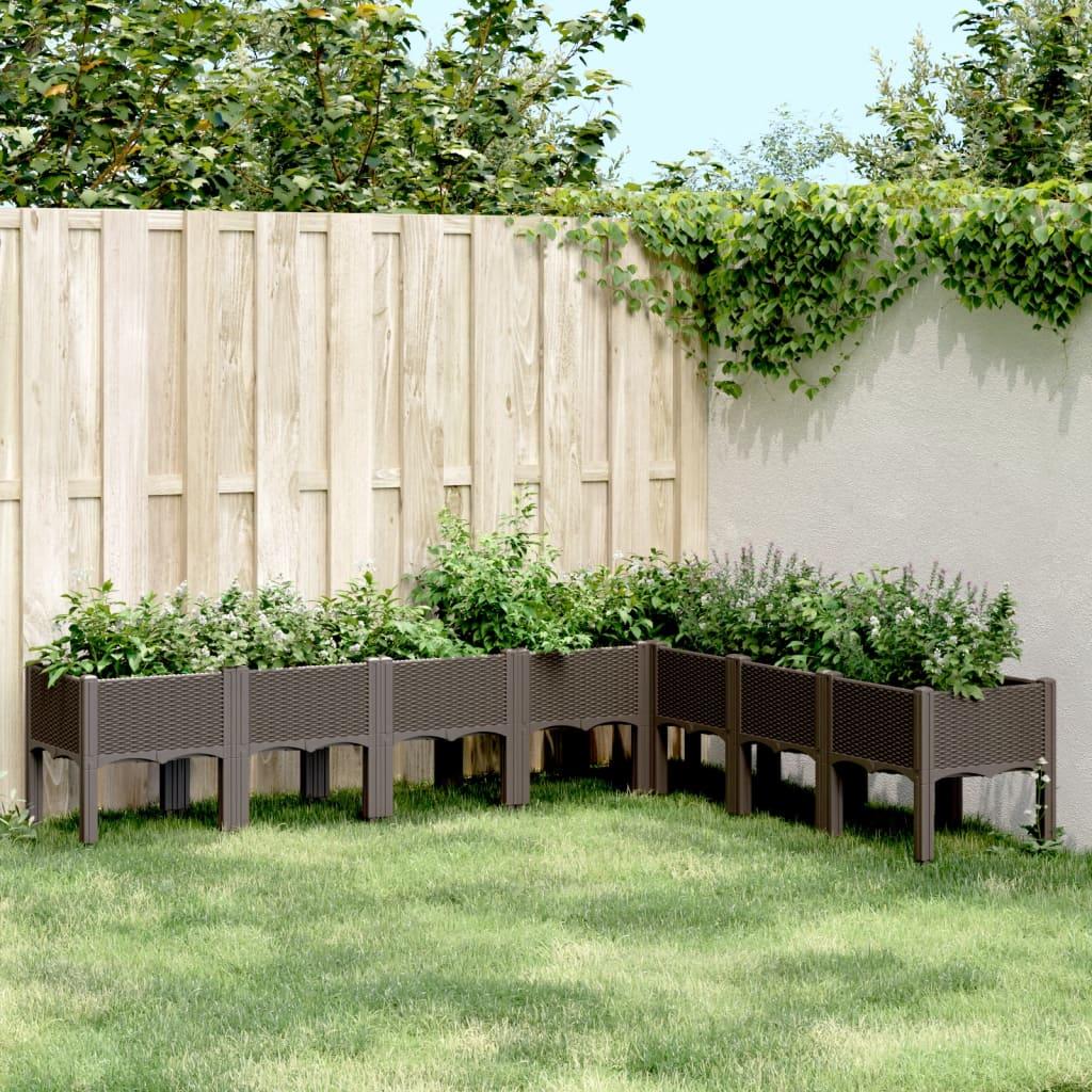 Plantekasse med ben 200x160x42 cm PP brun