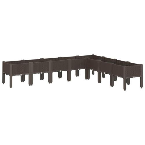 Plantekasse med ben 200x160x42 cm PP brun