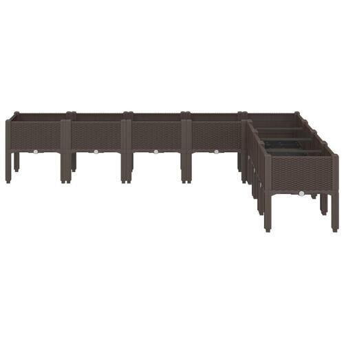 Plantekasse med ben 200x160x42 cm PP brun