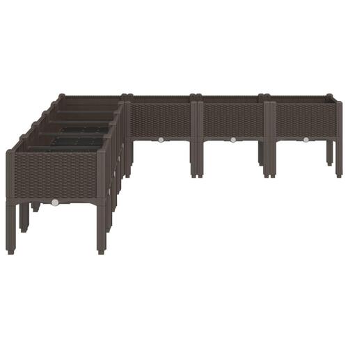 Plantekasse med ben 200x160x42 cm PP brun