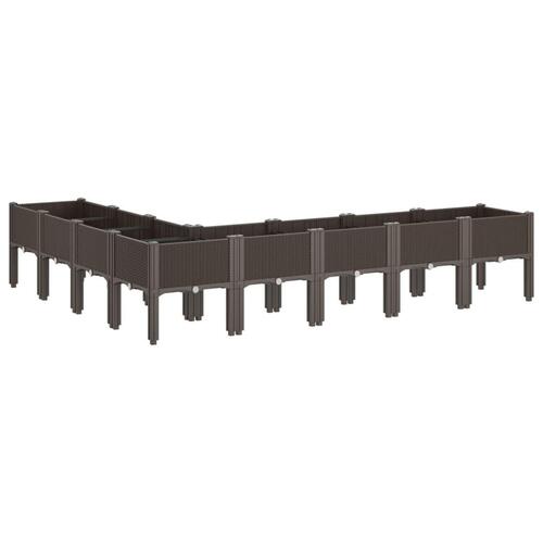 Plantekasse med ben 200x160x42 cm PP brun