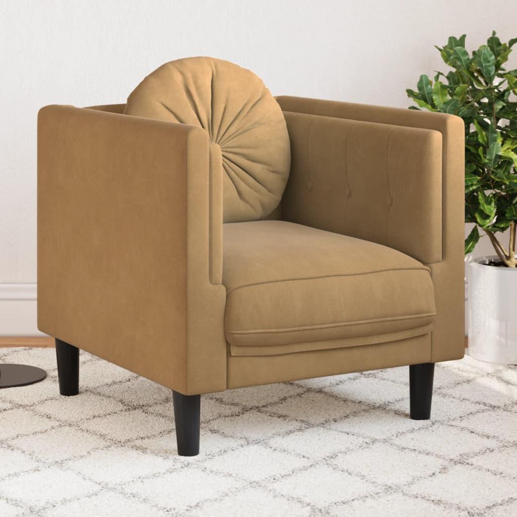 Sofastol med hynde imiteret ruskind brun