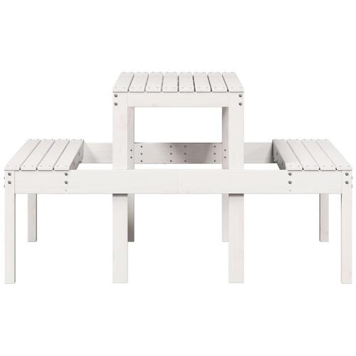 Picnicbord 110x134x75 cm massivt fyrretræ hvid