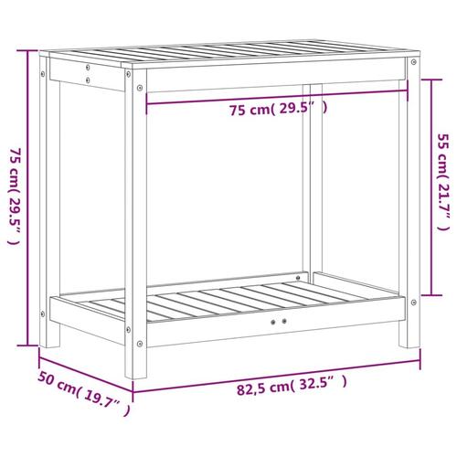 Plantebord med hylde 82,5x50x75 cm massivt douglasgran