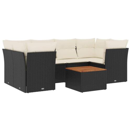Sofasæt til haven 7 dele med hynder polyrattan sort