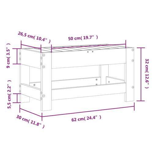 Haveskammel 62x30x32 cm massivt douglasgran