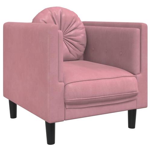 Lænestol med hynder velour lyserød