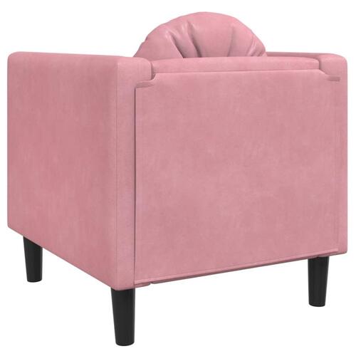 Lænestol med hynder velour lyserød