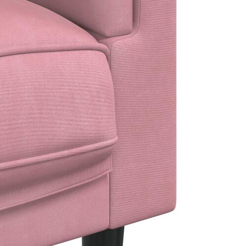 Lænestol med hynder velour lyserød