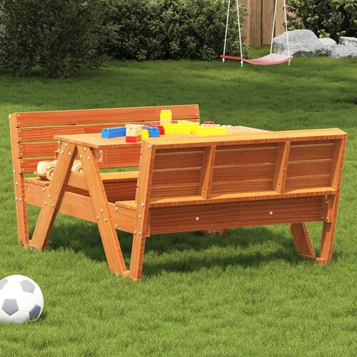 Picnicbord til børn 88x122x58 cm massivt fyrretræ brun