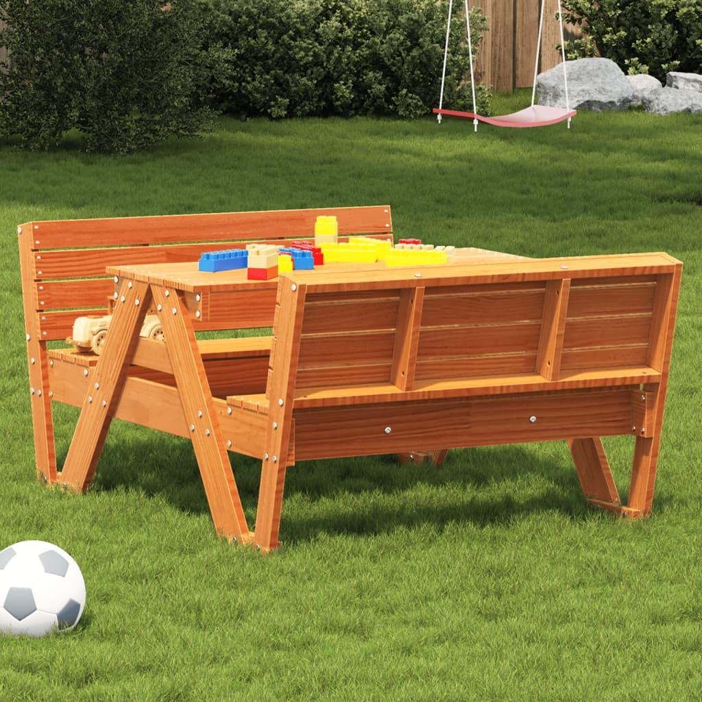 Picnicbord til børn 88x122x58 cm massivt fyrretræ brun