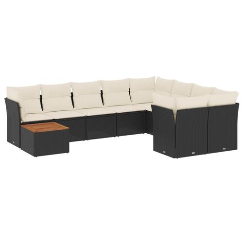 Sofasæt til haven 10 dele med hynder polyrattan sort