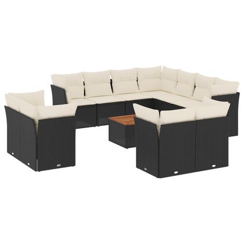 Sofasæt til haven 12 dele med hynder polyrattan sort