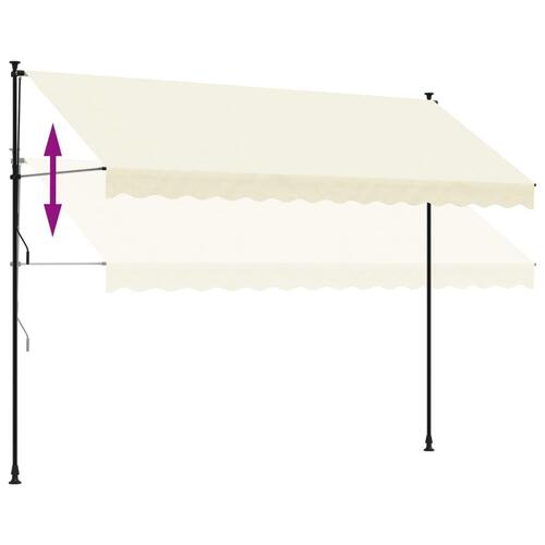 Markise 350x150 cm sammenrullelig stof og stål cremefarvet