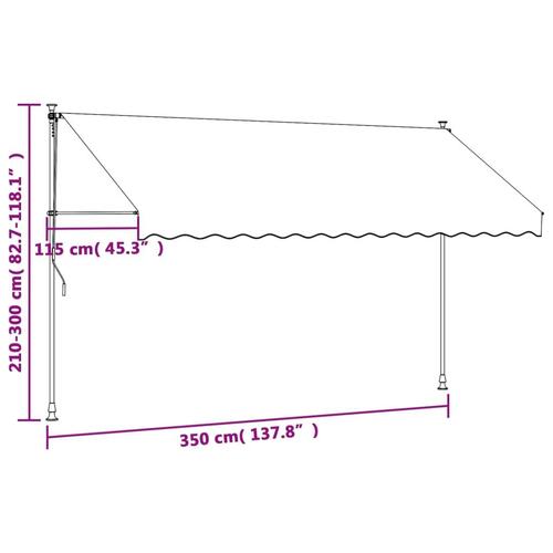Markise 350x150 cm sammenrullelig stof og stål antracitgrå