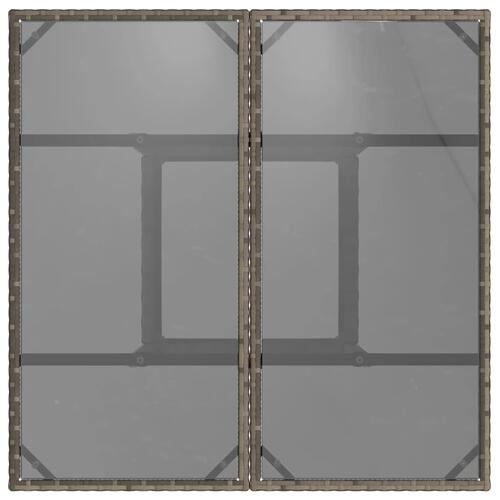 Havebord med glastop 80x80x75 cm polyrattan grå