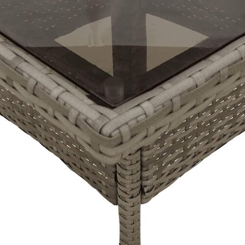 Havebord med glastop 80x80x75 cm polyrattan grå