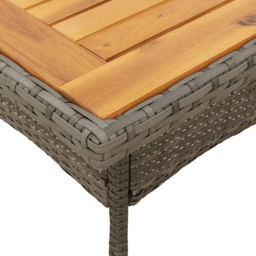 Havebord med akacietop 80x80x75 cm polyrattan grå