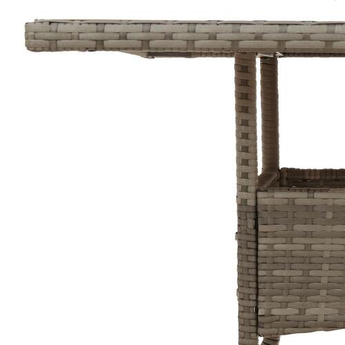 Havebord med akacietop 80x80x75 cm polyrattan grå