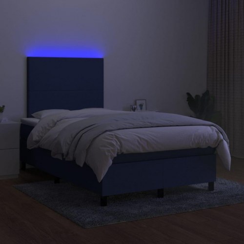 Kontinentalseng med LED-lys 120 x 190 cm - stof, blå