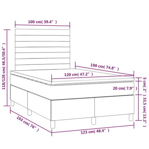 Kontinentalseng med LED-lys 120x190 cm stof sort