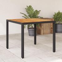 Havebord med akacietop 90x90x75 cm polyrattan sort
