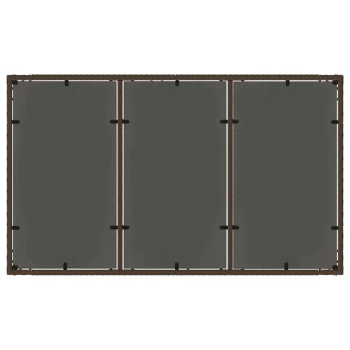 Havebord med glastop 150x90x75 cm polyrattan brun