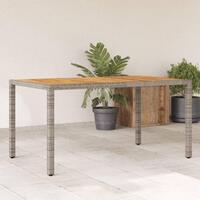 Havebord med akacietop 150x90x75 cm polyrattan grå