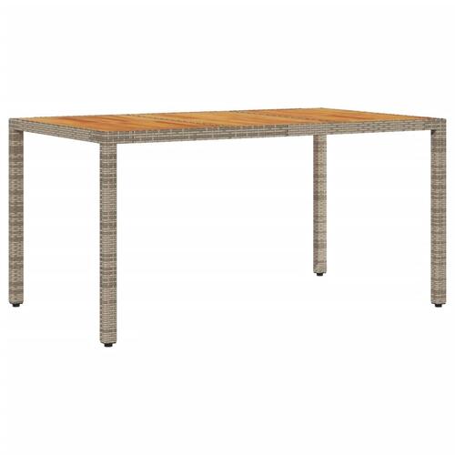 Havebord med akacietop 150x90x75 cm polyrattan grå