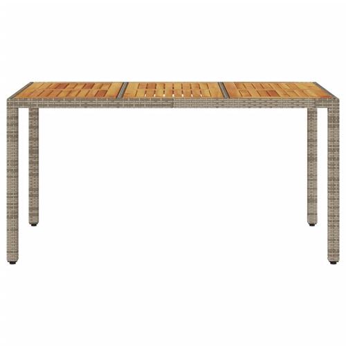 Havebord med akacietop 150x90x75 cm polyrattan grå
