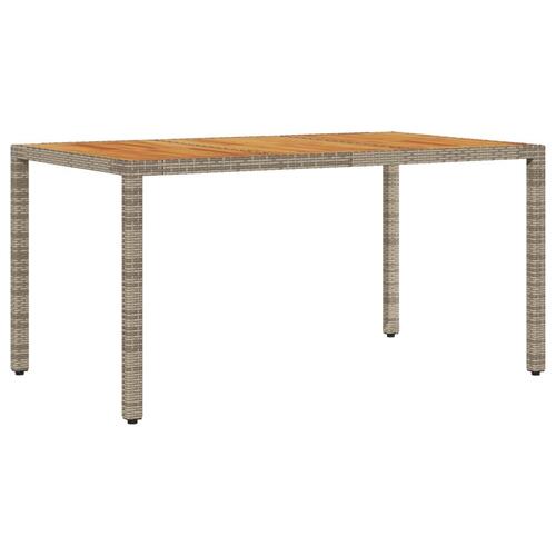 Havebord med akacietop 150x90x75 cm polyrattan grå