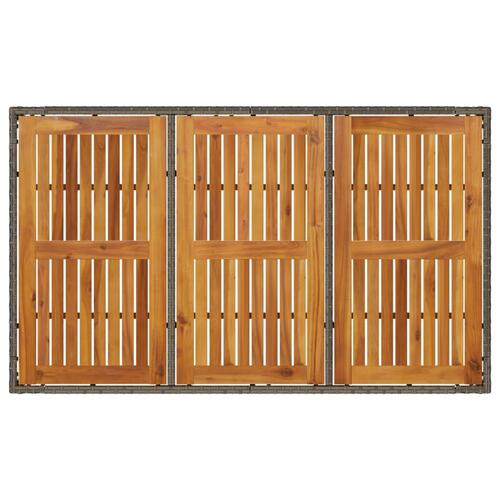 Havebord med akacietop 150x90x75 cm polyrattan grå
