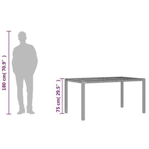 Havebord med akacietop 150x90x75 cm polyrattan grå