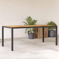 Havebord med akacietop 190x90x75 cm polyrattan sort