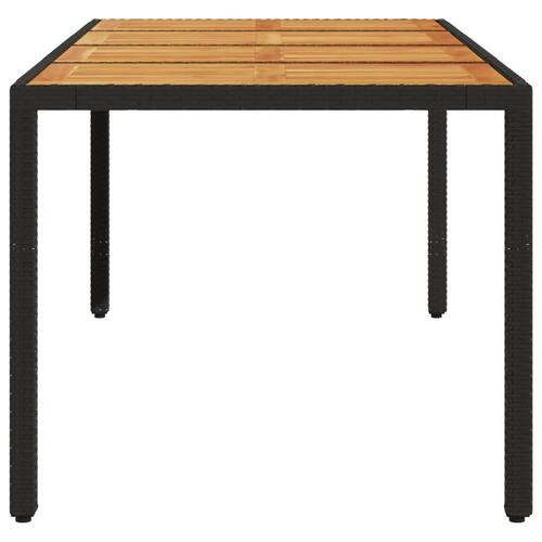 Havebord med akacietop 190x90x75 cm polyrattan sort