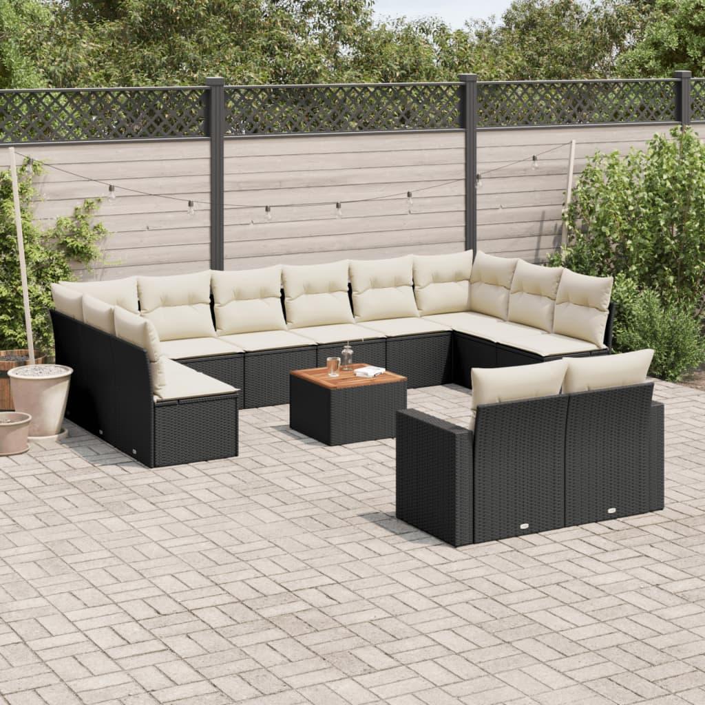 Sofasæt til haven 13 dele med hynder polyrattan sort