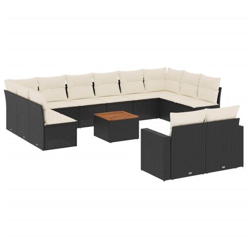 Sofasæt til haven 13 dele med hynder polyrattan sort