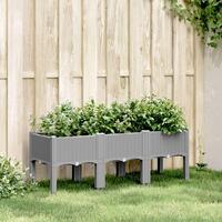 Plantekasse med ben 120x40x42 cm PP lysegrå