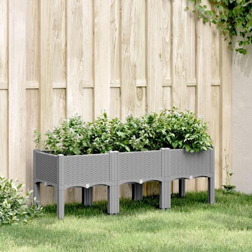 Plantekasse med ben 120x40x42 cm PP lysegrå