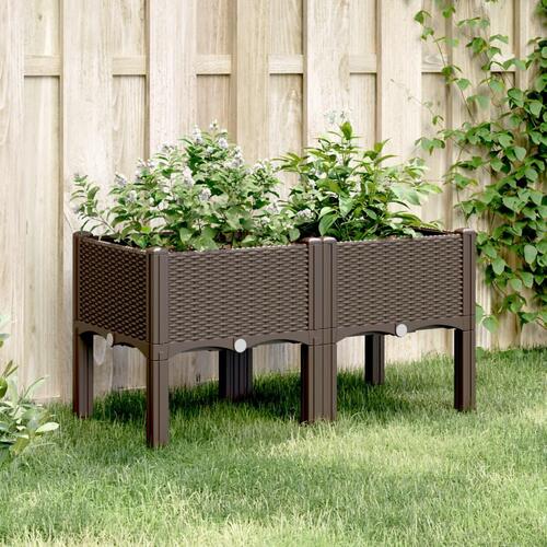 Plantekasse med ben 80x40x42 cm PP brun