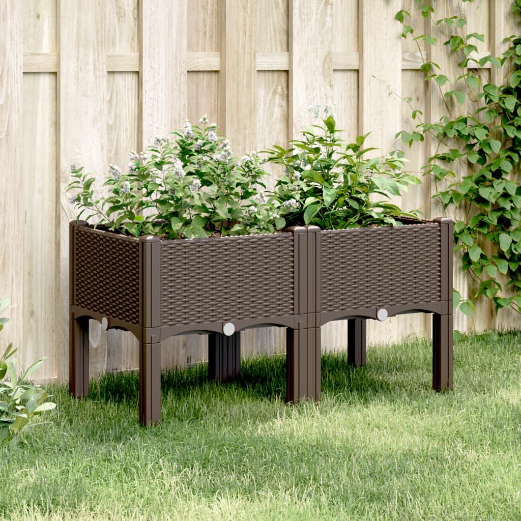 Plantekasse med ben 80x40x42 cm PP brun