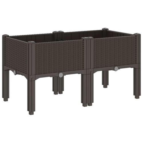 Plantekasse med ben 80x40x42 cm PP brun