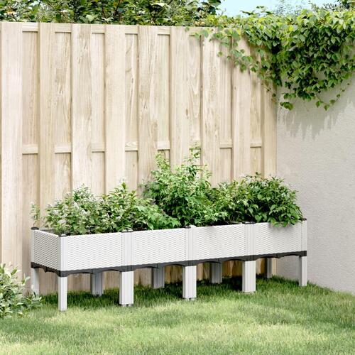 Plantekasse med ben 160x40x42 cm PP hvid