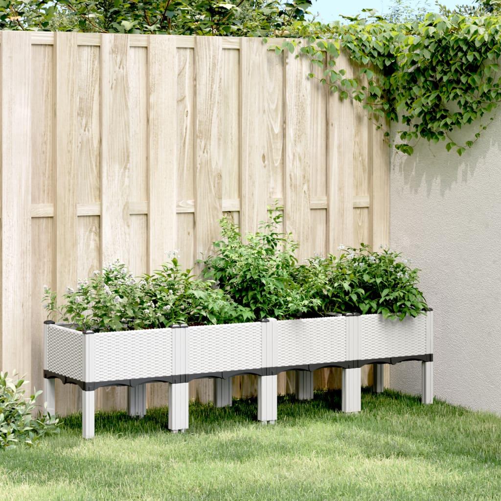 Plantekasse med ben 160x40x42 cm PP hvid