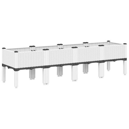Plantekasse med ben 160x40x42 cm PP hvid