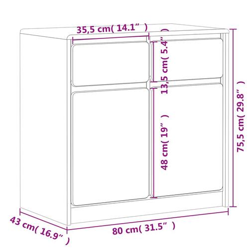 Skænk SAUDA 80x43x75,5 cm massivt fyrretræ egetræsfarvet
