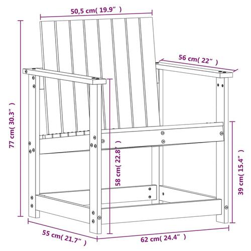 Havestol 62x56x77 cm massivt fyrretræ