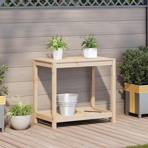 Plantebord med hylde 82,5x50x75 cm massivt fyrretræ