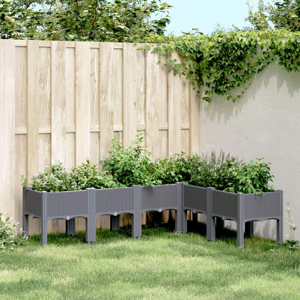 Plantekasse med ben 160x120x42 cm PP blågrå